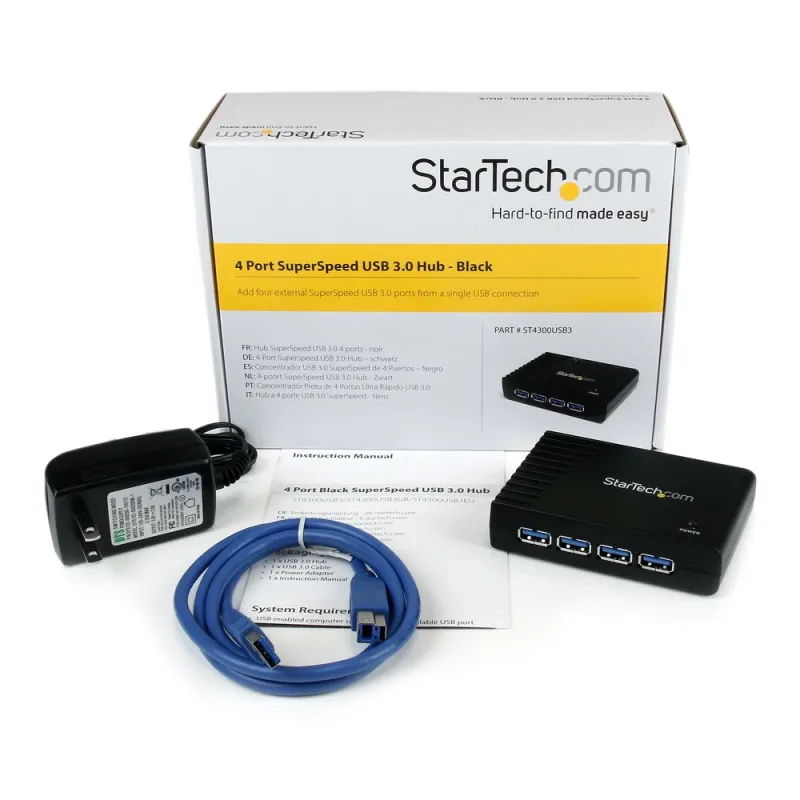 Concentrador HUB StarTech.com USB 3.0 - 4 Puertos con Alimentación - ST4300USB3