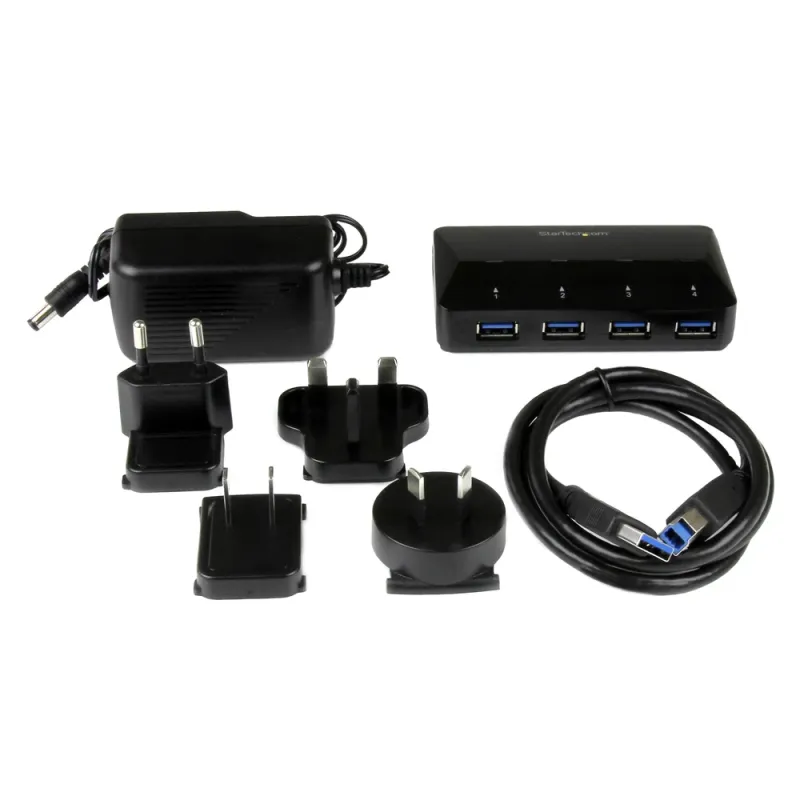 Hub StarTech.com ST53004U1C - USB 3.0 - 4 Puertos - Negro - ST53004U1C