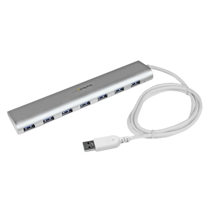 HUB USB StarTech.com ST73007UA - 7 Puertos USB 3.0 - Cable Incorporado - Blanco - ST73007UA