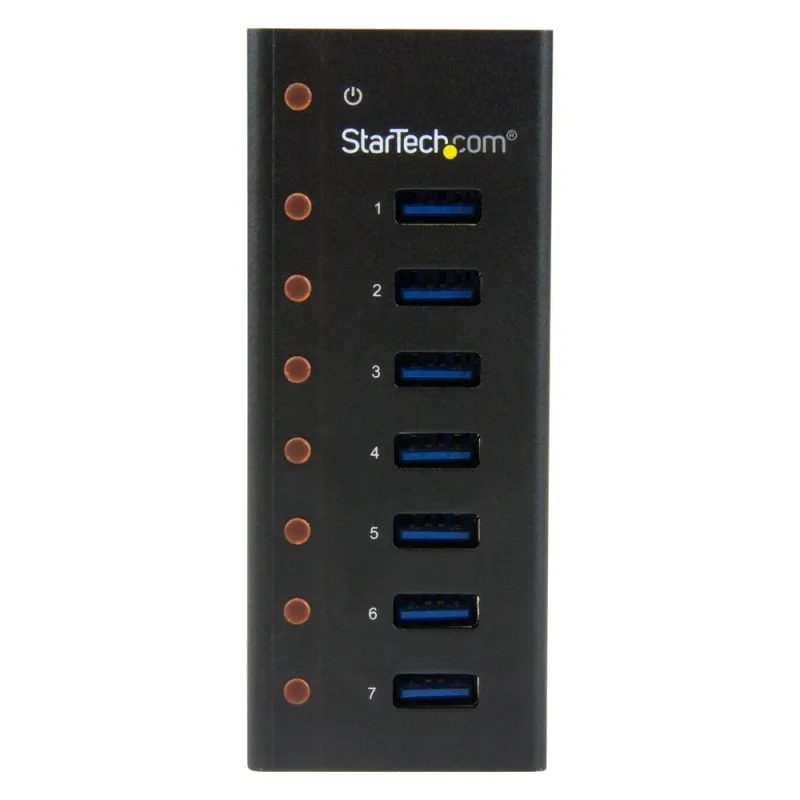 HUB USB StarTech.com ST7300U3M - 7 Puertos USB 3.0 - Caja Metálica - Sobremesa/Montaje en Pared - Negro - ST7300U3M
