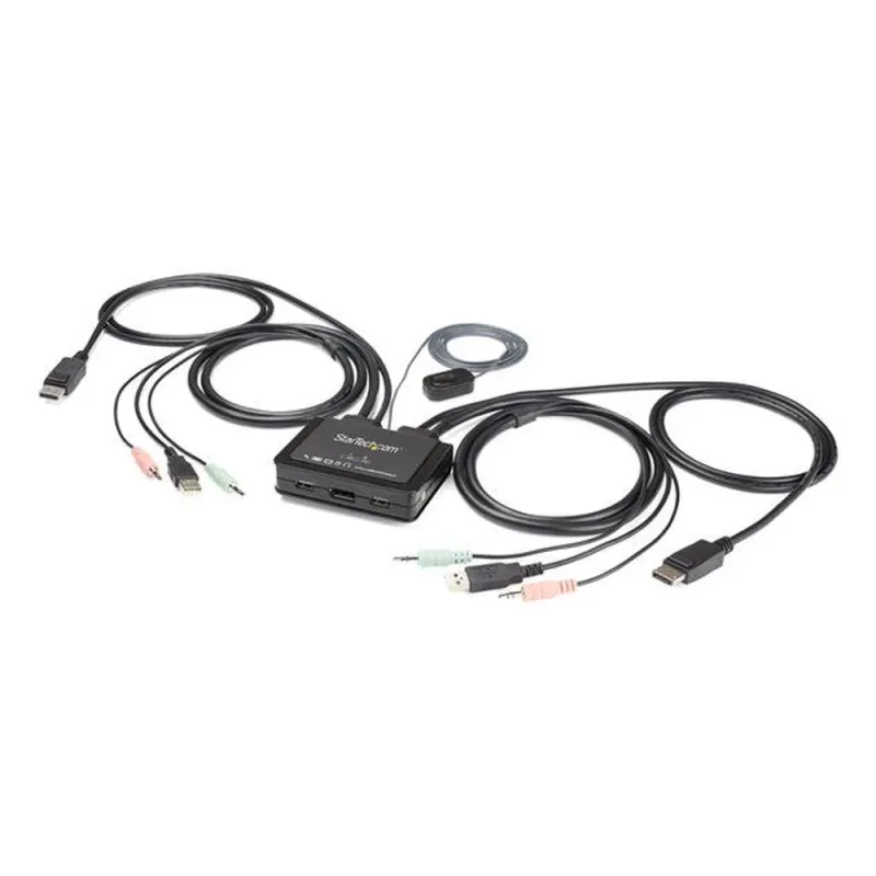 Switch Conmutador KVM StarTech.com - 2 Puertos DisplayPort USB - Cables Integrados - SV211DPUA4K