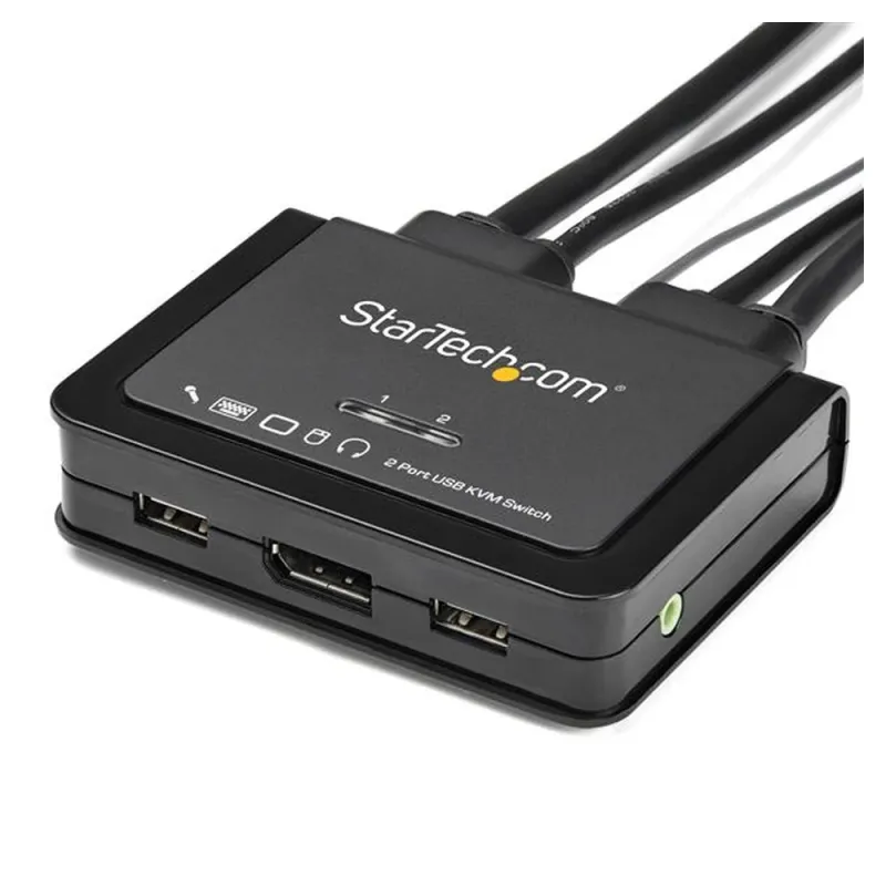 Switch Conmutador KVM StarTech.com - 2 Puertos DisplayPort USB - Cables Integrados - SV211DPUA4K