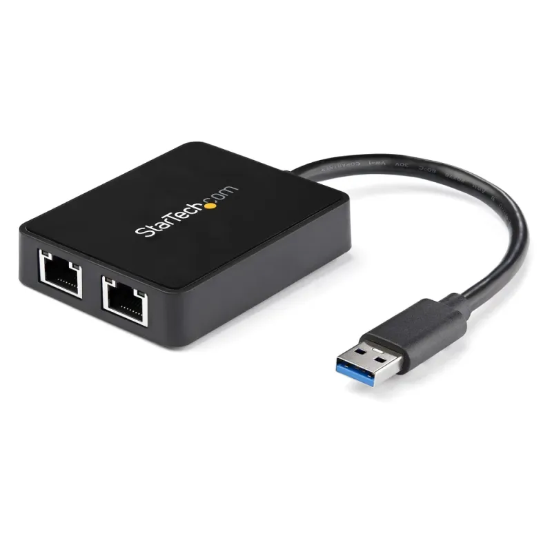 Adaptador Tarjeta de Red StarTech.com NIC Externa USB 3.0 2 Puertos Gigabit Ethernet RJ45 y Puerto USB - USB32000SPT