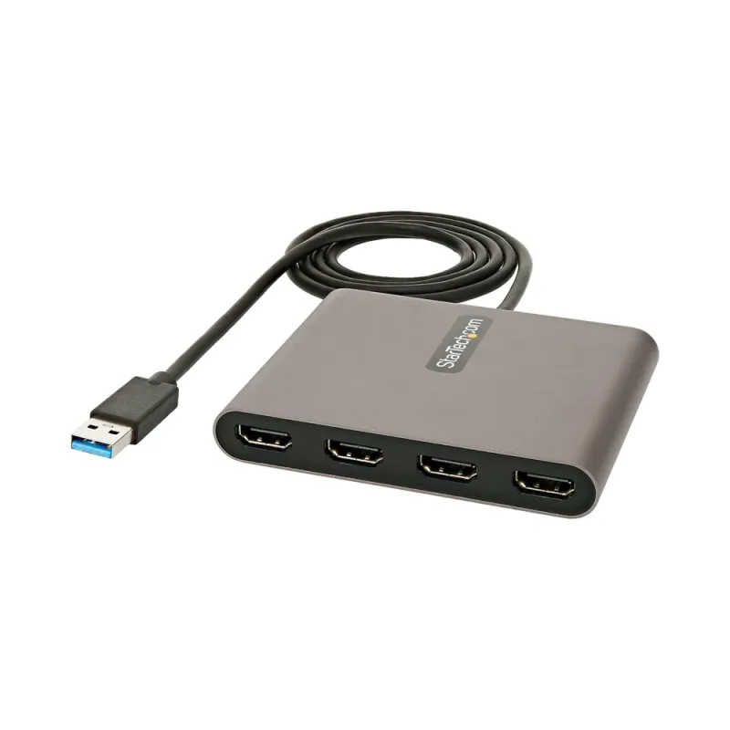 Adaptador de Video StarTech.com - USB 3.0 a 4xHDMI - 1Mts - Gris - USB32HD4