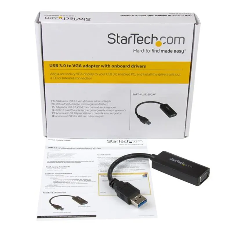 Adaptador de Video StarTech.com - USB 3.0 a VGA - Negro - USB32VGAV