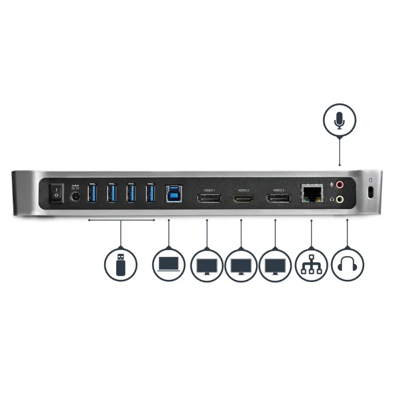 Docking Station StarTech.com USB3DOCKH2DP - HDMI - DisplayPort - Negro - USB3DOCKH2DP