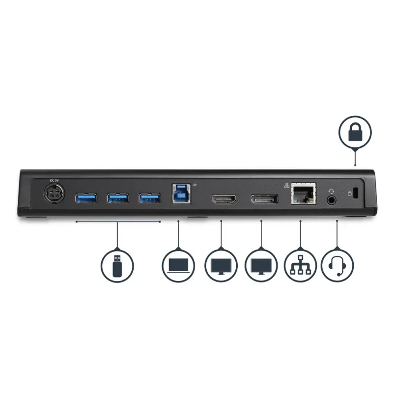 Docking Station StarTech.com USB3DOCKHDPC - HDMI - DisplayPort - USB 3.0 - Negro - USB3DOCKHDPC
