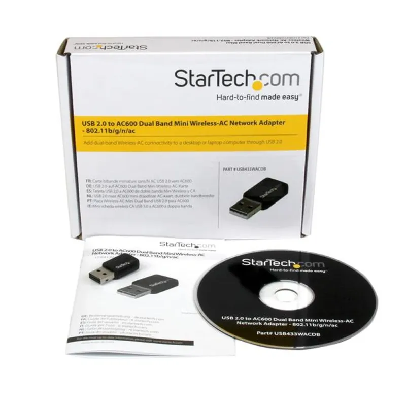 Mini Adaptador de Red StarTech.com - USB 2.0 - Wi-Fi - Inalámbrico - USB433WACDB