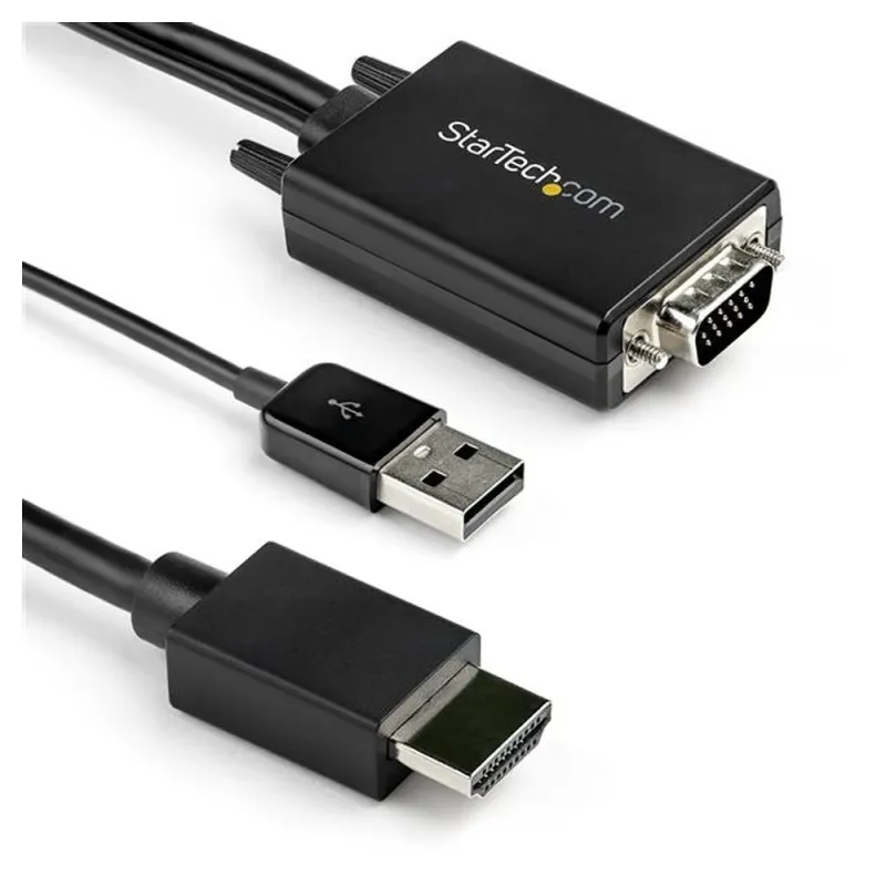 Adaptador StarTech.com VGA2HDMM2M - VGA a - HDMI - Alimentación USB - 2 Mts - 1080p - Negro - VGA2HDMM2M