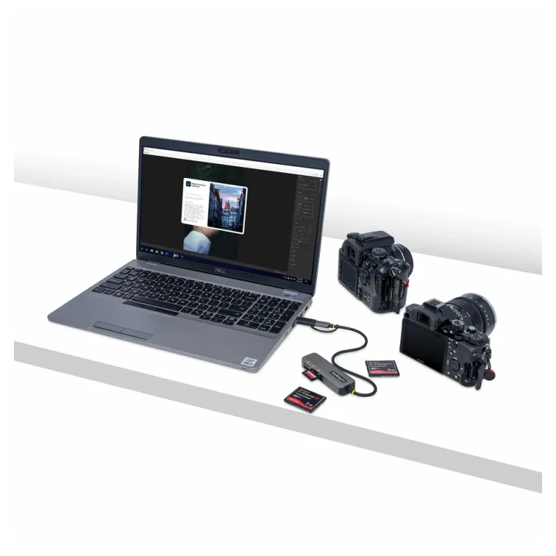 Lector de Tarjetas StarTech.com FCREADMICRO3V2 - USB-C/USB-A - SD, MicroSD, CompactFlash - Gris - FCREADMICRO3V2