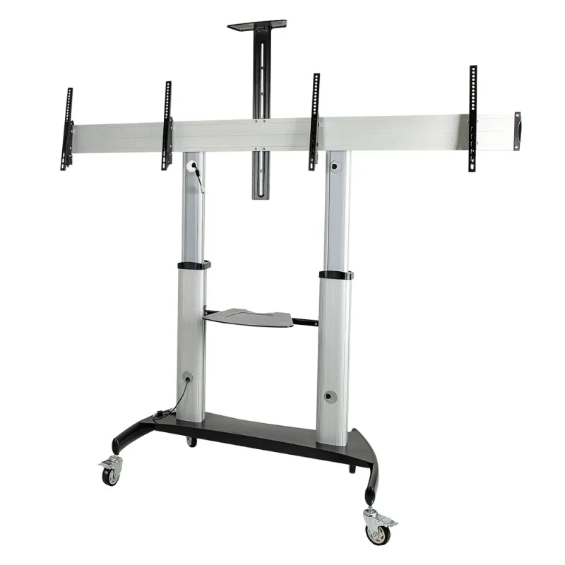 Soporte de Piso StarTech.com STNDMTVDUO - 37 "a 60" - Soporta 50Kg - Para 2 Pantallas - Móvil - STNDMTVDUO