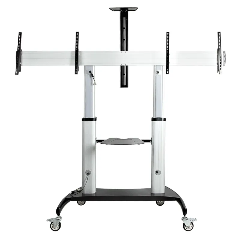 Soporte de Piso StarTech.com STNDMTVDUO - 37 "a 60" - Soporta 50Kg - Para 2 Pantallas - Móvil - STNDMTVDUO
