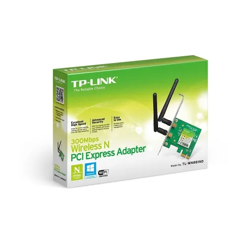 Tarjeta de Red TP-LINK - PCI-Express - 2.4 GHz - 300 Mbit/s - 2 Antenas Externas - TL-WN881ND Tarjeta de Red TP-LINK - PCI-Express - 2.4 GHz - 300 Mbit/s - 2 Antenas Externas - TL-WN881ND