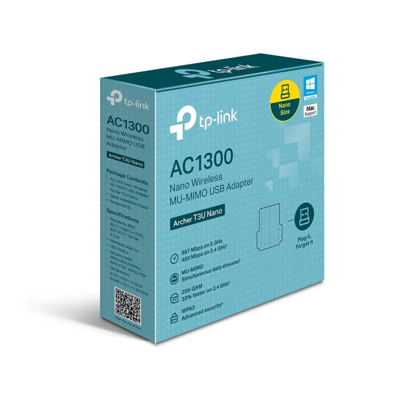 Adaptador de Red TP-Link Archer T3U NANO - USB - Inalámbrico  - ARCHER T3U NANO