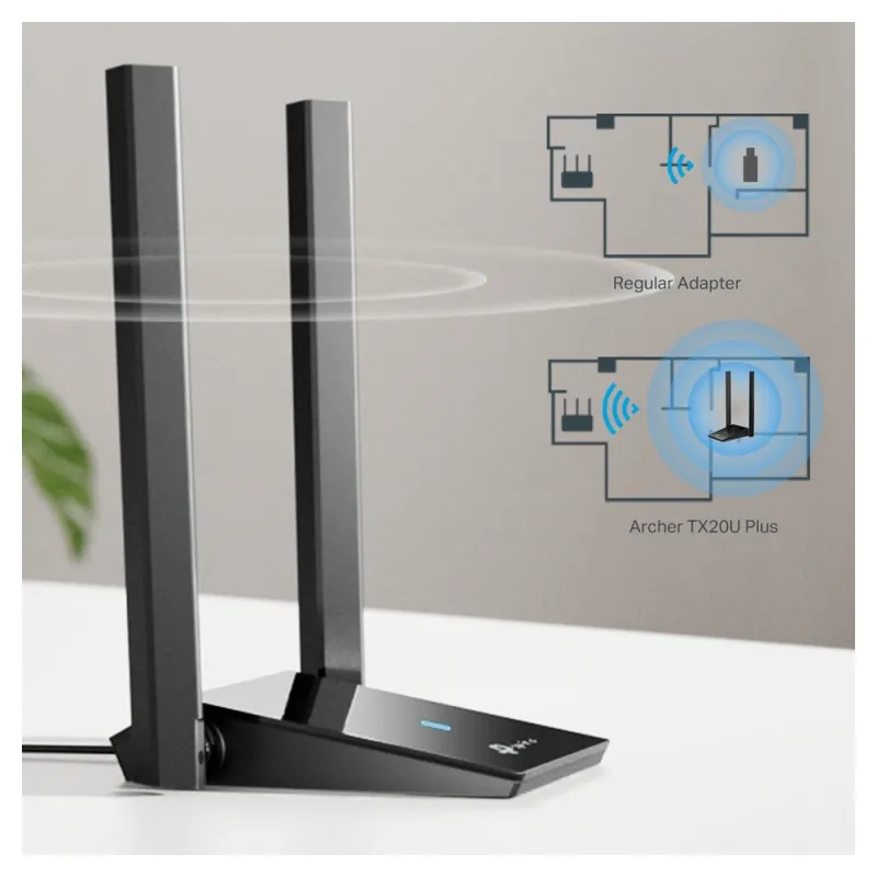 Adaptador de Red TP-Link Archer TX20U Plus - USB 3.0 - Wi-Fi - 2 Antenas - ARCHER TX20U PLUS