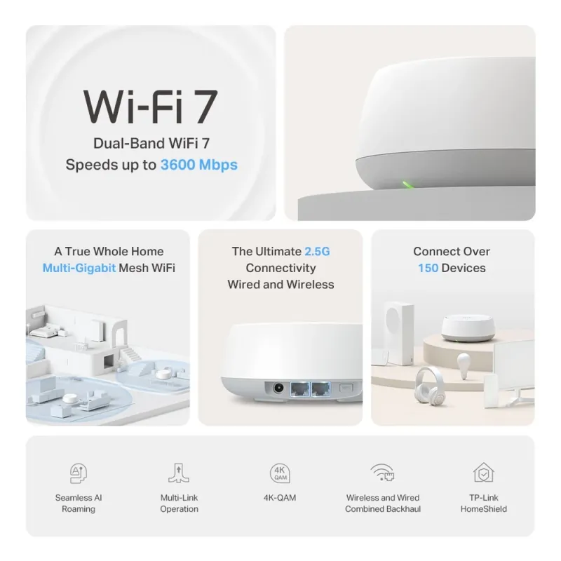 Sistema Wi-Fi TP-LINK DECO BE25 - 2.4/5GHz - 2882 Mbps - 2 Piezas - DECO BE25(2-PACK)