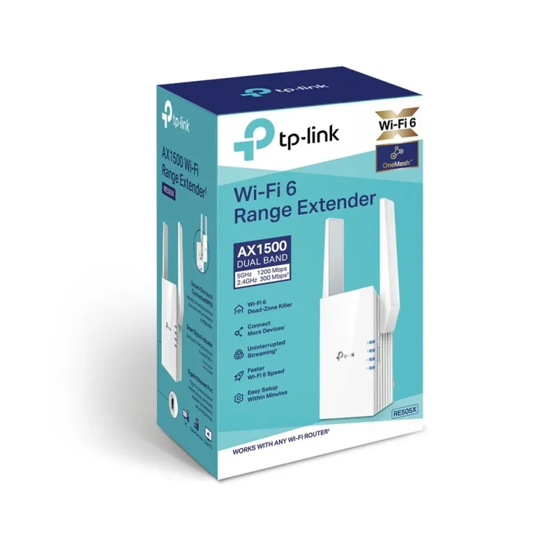 Extensor de Rango TP-LINK RE505X - 2.4/5GHz - 1 RJ-45 - 2 Antenas - RE505X