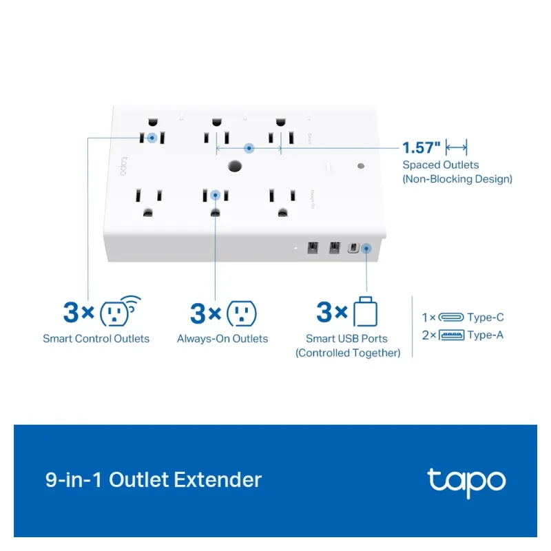 Multicontacto TP-LINK TAPO P306 - 6 Contactos - 2 USB - Wi-Fi - TAPO P306