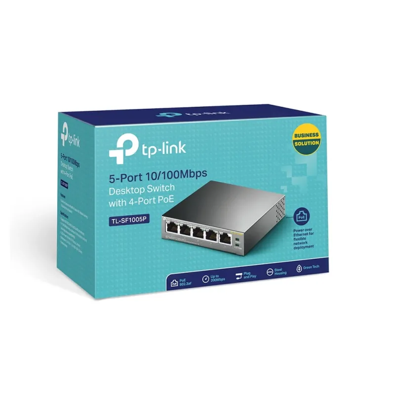 Switch TP-LINK SF1005P - 5 Puertos - Fast Ethernet - PoE - No Gestionado - TL-SF1005P