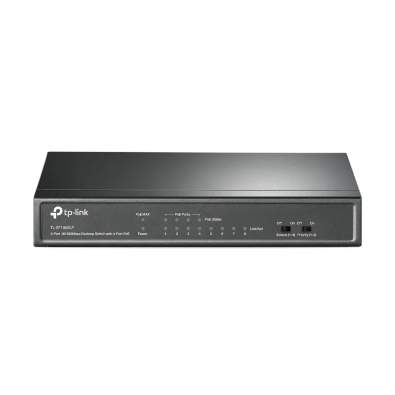 Switch TP-LINK TL-SF1008LP - Fast Ethernet - 8 Puertos - Soporta 4 PoE - No Gestionado - TL-SF1008LP