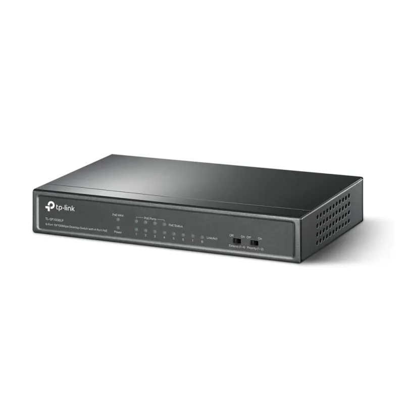 Switch TP-LINK TL-SF1008LP - Fast Ethernet - 8 Puertos - Soporta 4 PoE - No Gestionado - TL-SF1008LP