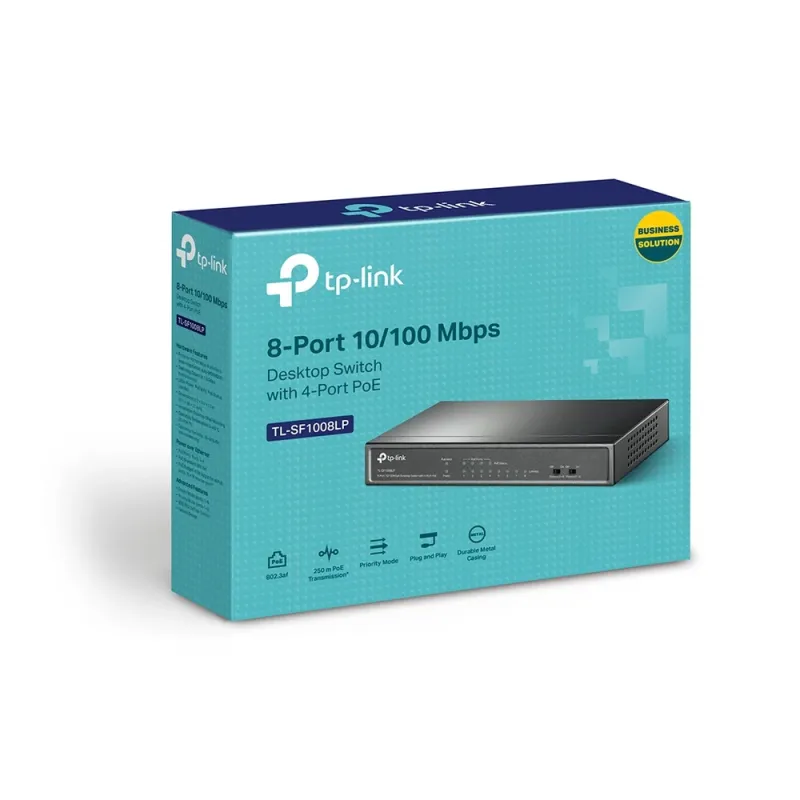 Switch TP-LINK TL-SF1008LP - Fast Ethernet - 8 Puertos - Soporta 4 PoE - No Gestionado - TL-SF1008LP