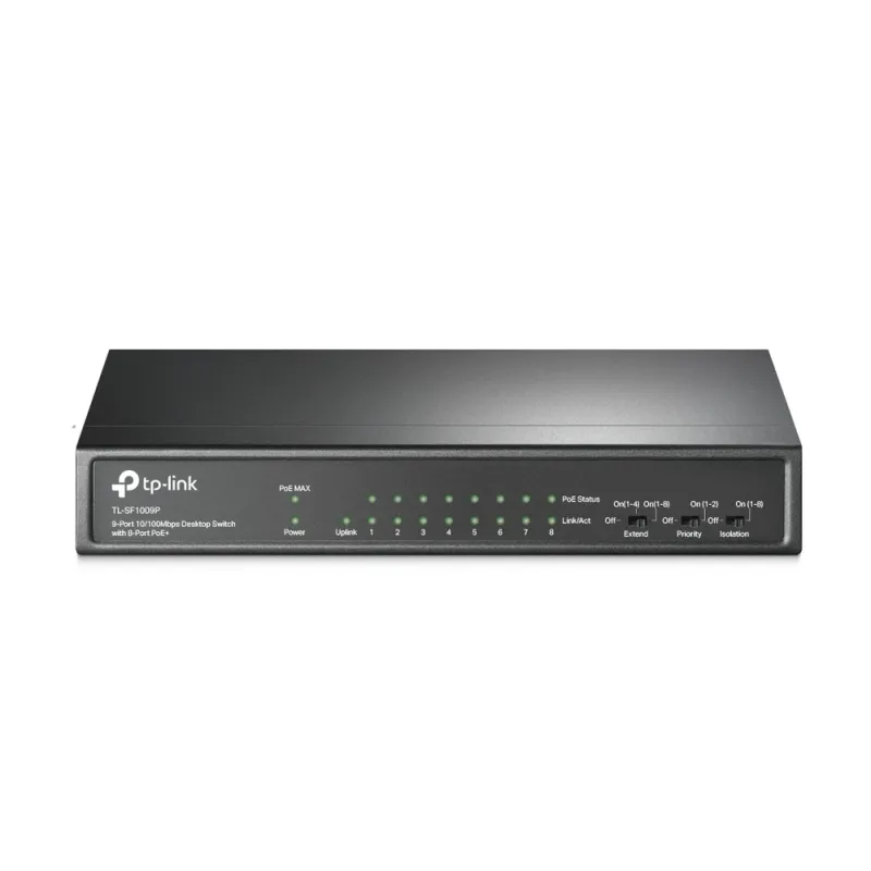 Switch TP-LINK TL-SF1009P - Fast Ethernet - 9 Puertos - Soporta 8 PoE+ - No Gestionado - TL-SF1009P