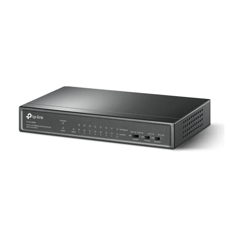 Switch TP-LINK TL-SF1009P - Fast Ethernet - 9 Puertos - Soporta 8 PoE+ - No Gestionado - TL-SF1009P