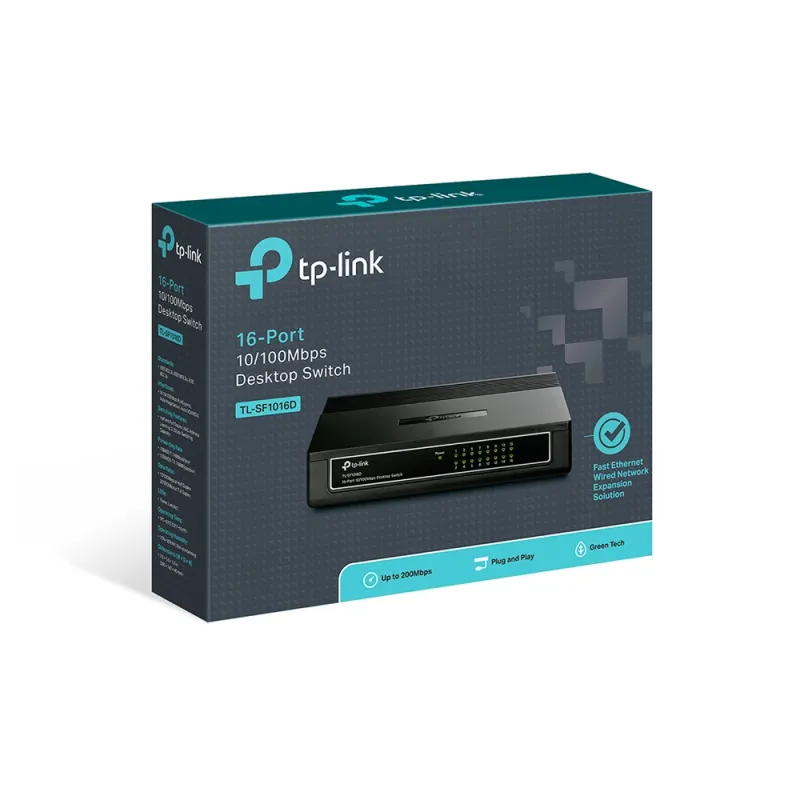 Switch Tp Link Sf1016D 16 Puertos Fast Ethernet No Gestionado - TL-SF1016D