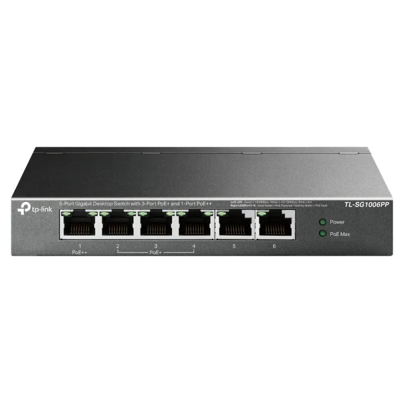 Switch TP-Link TL-SG1006PP - 6 Puertos Gigabit - PoE+  - TL-SG1006PP