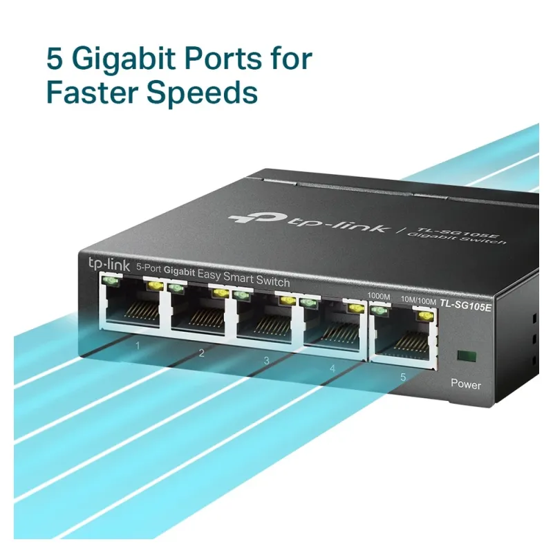 Switch TP-LINK TL-SG105E - Gigabit Ethernet - 5 Puertos - No Gestionado - TL-SG105E
