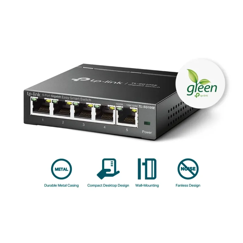 Switch TP-LINK TL-SG105E - Gigabit Ethernet - 5 Puertos - No Gestionado - TL-SG105E