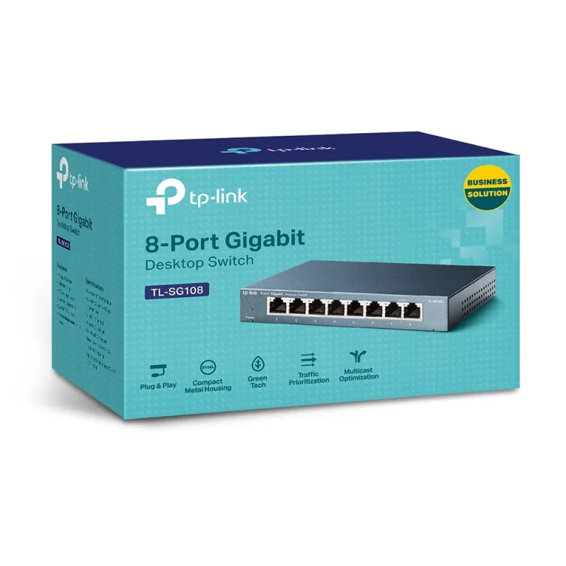 Switch TP-Link SG108 - 8 Puertos - Gigabit - No Gestionado - TL-SG108