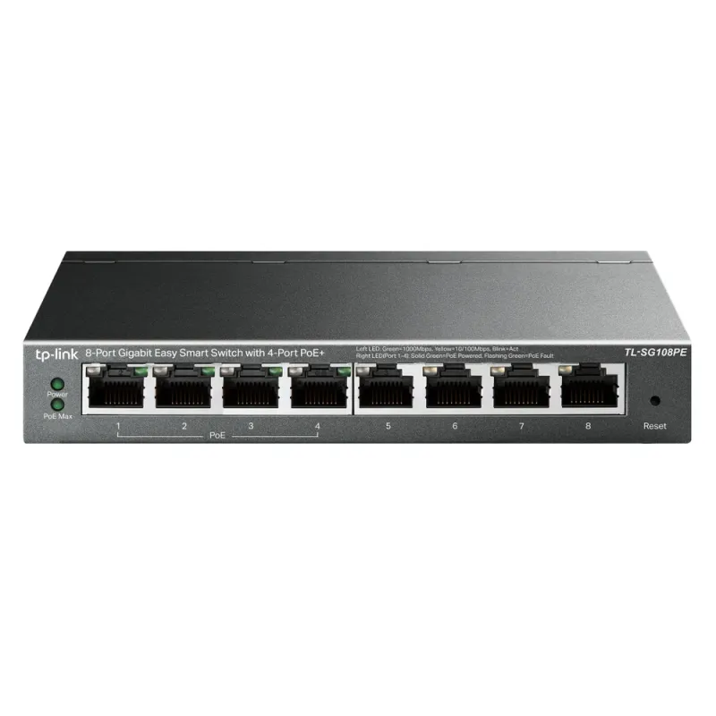 Switch TP-LINK SG108PE - 8 Puertos - Gigabit - PoE+ - No Gestionado - TL-SG108PE