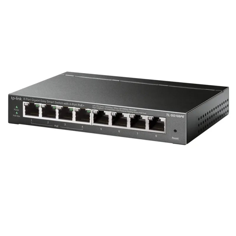 Switch TP-LINK SG108PE - 8 Puertos - Gigabit - PoE+ - No Gestionado - TL-SG108PE