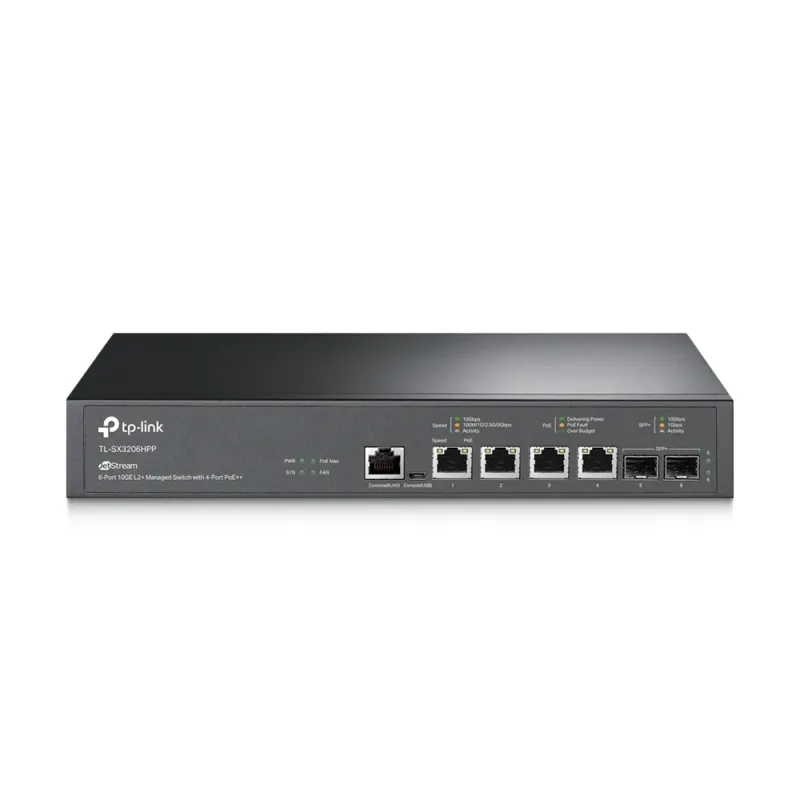 Switch TP-LINK TL-SX3206HPP - 4 Puertos - 10GE - PoE - 2 SFP - Gestionado - TL-SX3206HPP