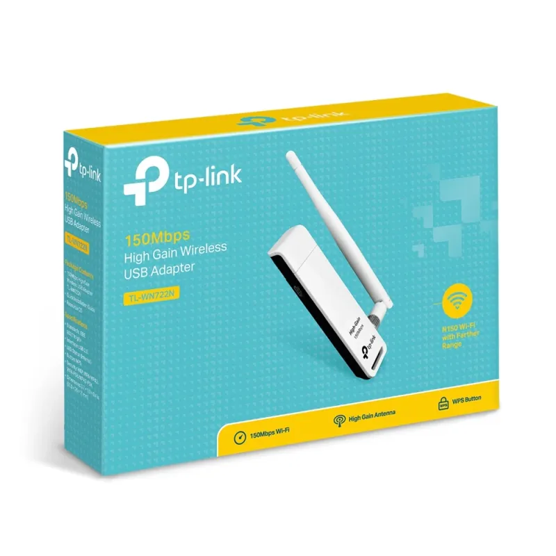 Adaptador Inalámbrico Tp Link 150Mbps Usb 2.4 Ghz Blanco - TL-WN722N