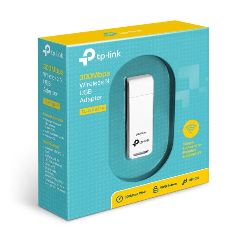 Adaptador Usb Inalámbrico Tp Link N 300Mbps 2T2R V5 - TL-WN821N