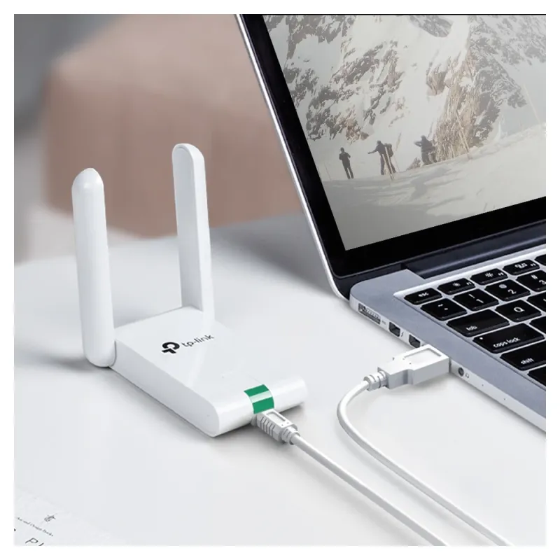 Adaptador USB Inalámbrico TP-LINK TL-WN822N - Alta Ganancia - IEEE 802.11n/b/g - N 300Mbps - Chipset - 2 Antenas - Blanco - TL-WN822N