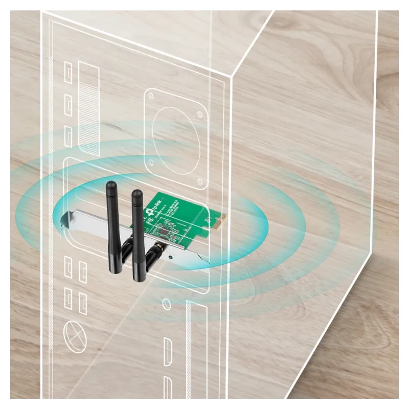 Tarjeta de Red TP-LINK - PCI-Express - 2.4 GHz - 300 Mbit/s - 2 Antenas Externas - TL-WN881ND