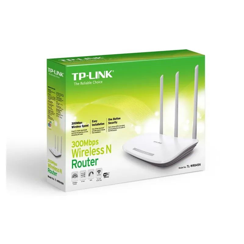 Router TP-LINK - 2.4 GHz - 300 Mbps - 4x LAN - 1x WAN - 3 Antenas - TL-WR845N