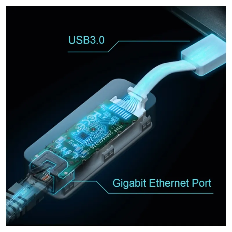 Adaptador de Red TP-LINK UE300 - Alámbrico - 10/100/1000 - USB - Ethernet - Blanco - UE300