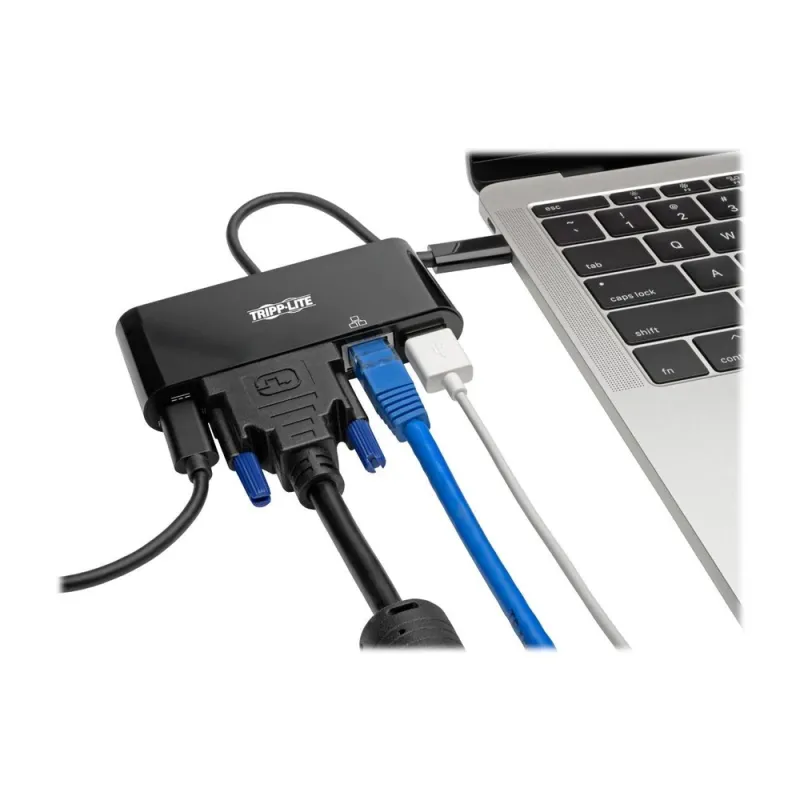 Adaptador Multipuerto Tripp Lite - USB-C / DVI / USB-A / Gigabit - Negro - U444-06N-DGUB-C