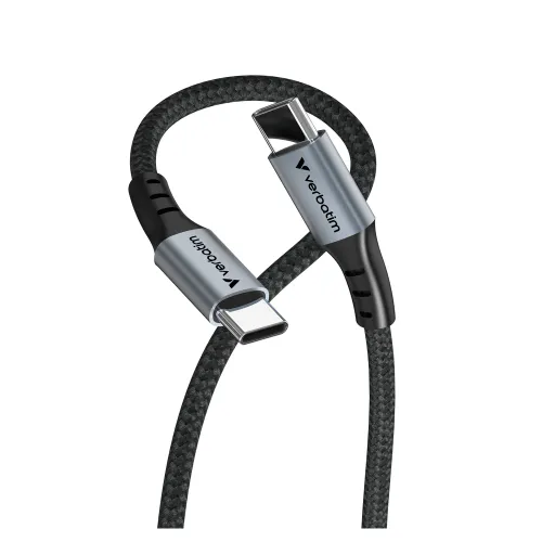 Cable USB-C Verbatim 31846 - 1.2m - 100W - Negro con Gris - 31846