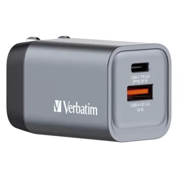 Cargador de Pared Verbatim 32200 - 35w - USB-C - USB - Gris - 32200