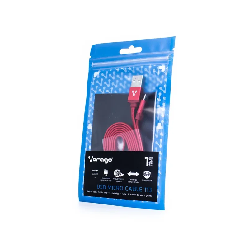 Cable Usb Vorago Cab 113 Micro Usb, Usb, 1 M, Rojo - AC-365810-31