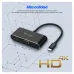 Adaptador Vorago ADP-350 - USB C a HDMI, VGA, 3.5mm, USB 3.0 y USB Tipo C - Negro - ADP-350