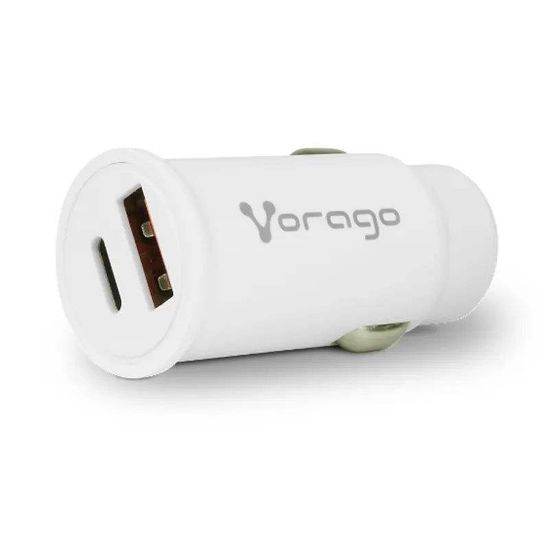 Cargador para Auto Vorago AU-305 - USB-A - USB-C - Blanco - AU-305-WH