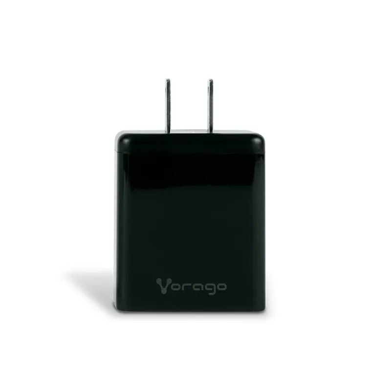 Cargador de Pared Vorago AU-350 - USB 3.0 - USB-C - Negro - AU-350-BK