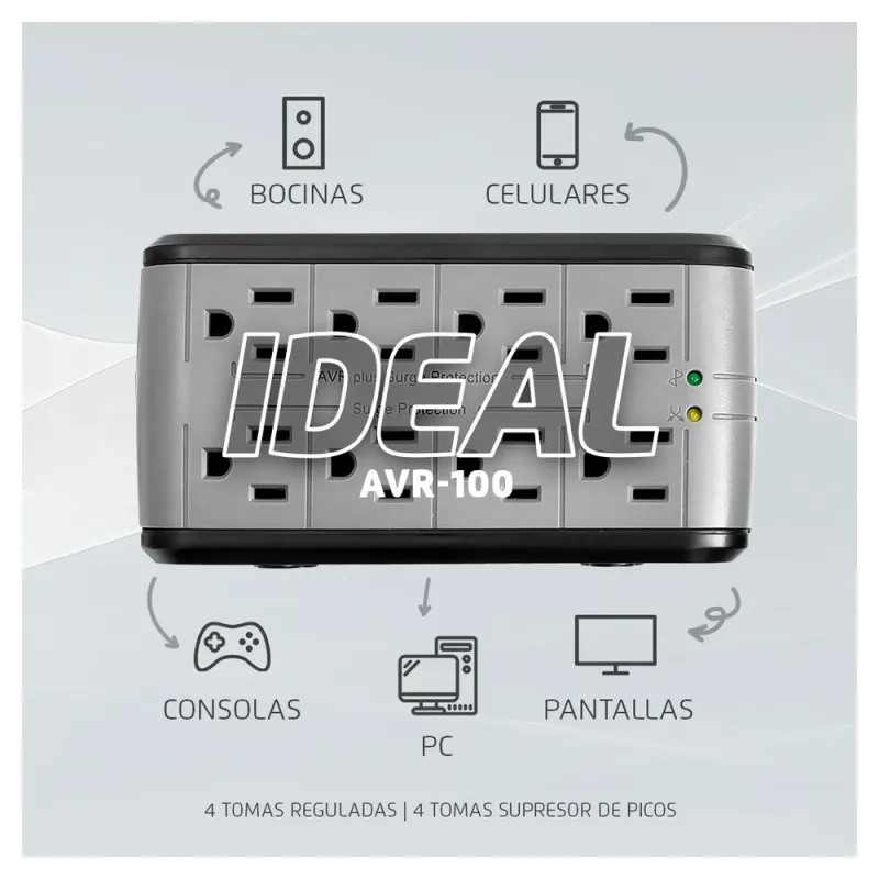 Regulador Vorago - 1000VA - 8 Contactos - AVR-100